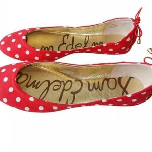 Sam Edelman Caroline Red and White Polka Dot Ballet Flats